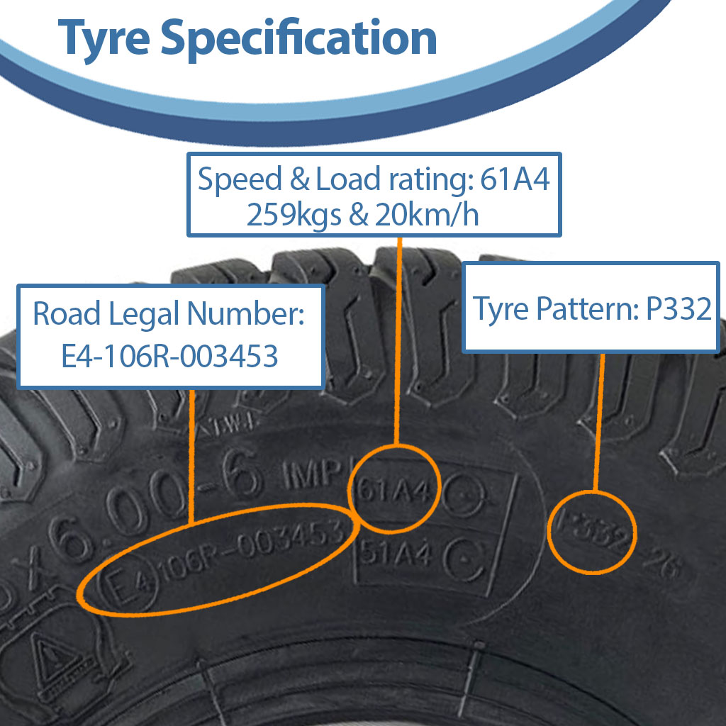 15x6.00-6 4ply P332 Grass Tyre Specification