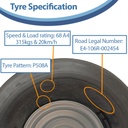 15x6.00-6 6pr Wanda P508A rib tyre E-marked TL on steel rim 20mm ball bearing 90mm hub length, 320kg load capacity specification