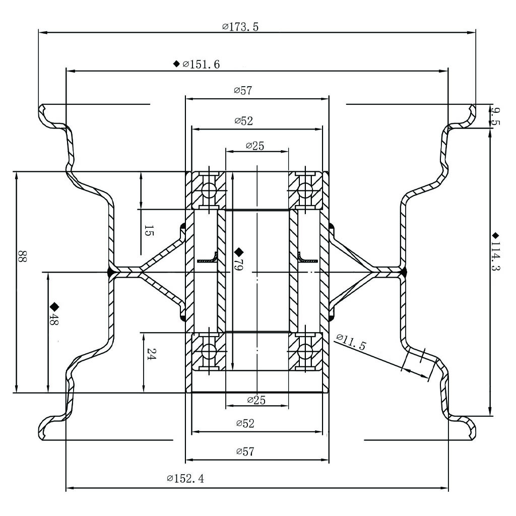 4.50x6 Rim drawing with dimensions