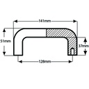 Aluminium Bridge Handle - 128mm hole centre - M6 thread - Dimensions