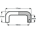 Aluminium Bridge Handle - 160mm hole centre - M8 thread - Dimensions