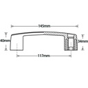 Nylon bridge handle - 117mm hole centre - Dimensions