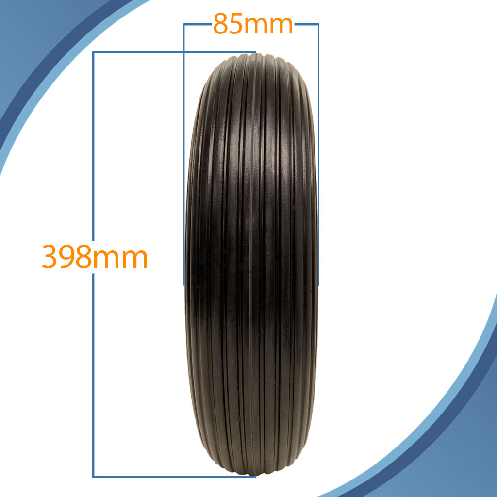 4.80/4.00x8 Puncture proof wheel plastic rim 20x75mm roller bearing 200kg pattern with dimensions