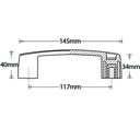 Nylon bridge handle - 117mm hole centre - M6 brass thread - Dimensions