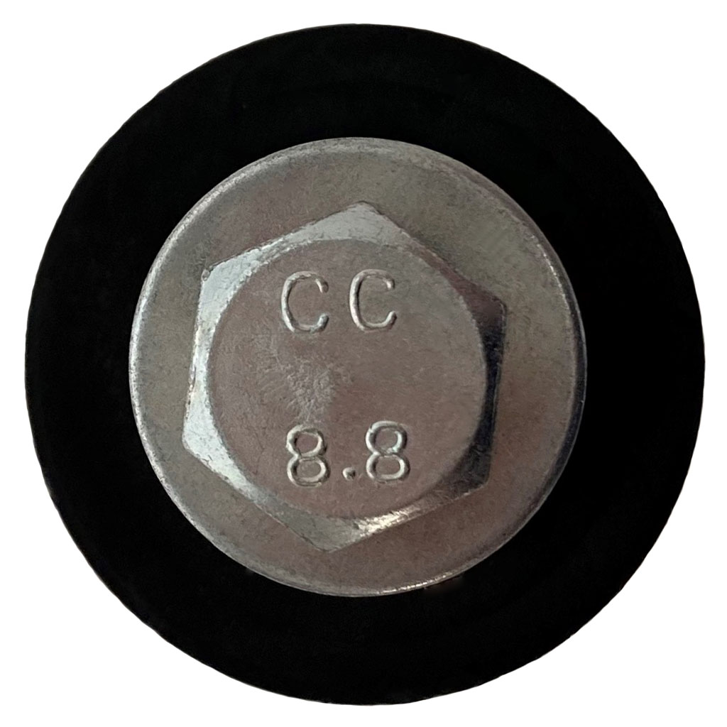 Axle kit for 350/400-8 wheelbarrow wheel (Plastic spacers/threaded bush with M10 bolts) side view