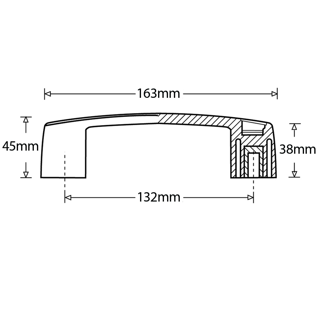 2132F - Bridge handle M8 Brass female - Dimensions