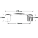Nylon bridge handle - 179mm hole centre - M8 brass thread - Dimensions