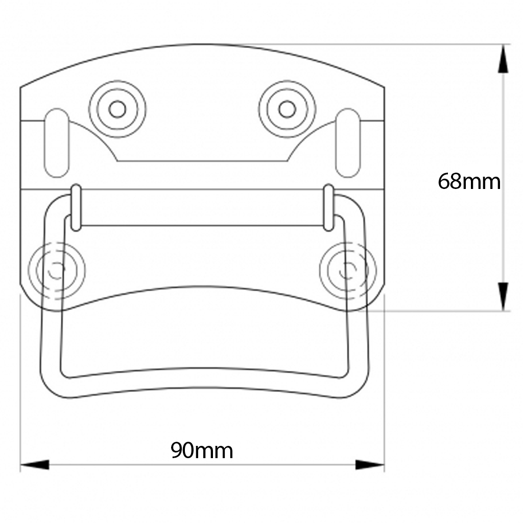 90mm CASE HANDLES Drawing with Dimensions