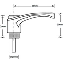 M5x20 Nylon clamping handle (zinc thread) Drawing with Dimensions