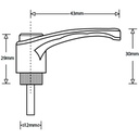 M6x30 Nylon clamping handle (zinc thread) Drawing with Dimensions