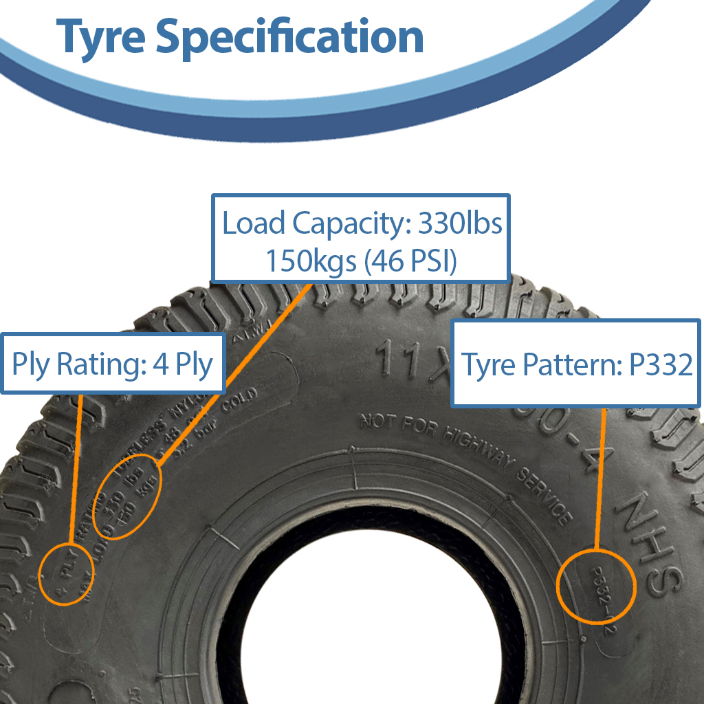 11x4.00-4 4pr Wanda P332 Grass tyre Specification