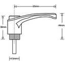 M8x40 Nylon clamping handle (zinc thread) Drawing with Dimensions