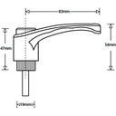M12x50 Nylon clamping handle (zinc thread) Drawing with Dimensions