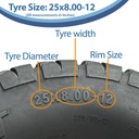 25x8.00-12 6ply OBOR Beast tyre size with text