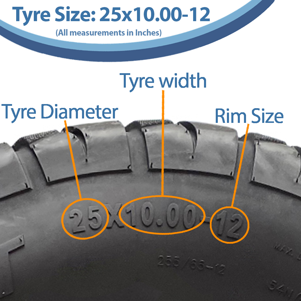 25x10.00-12 6ply OBOR Beast tyre size view with text