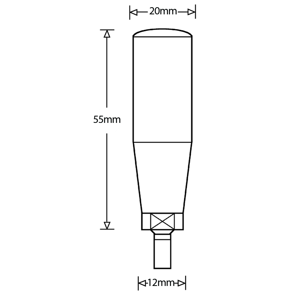 M6x12 Nylon fixed revolving handle - Drawing with Dimensions