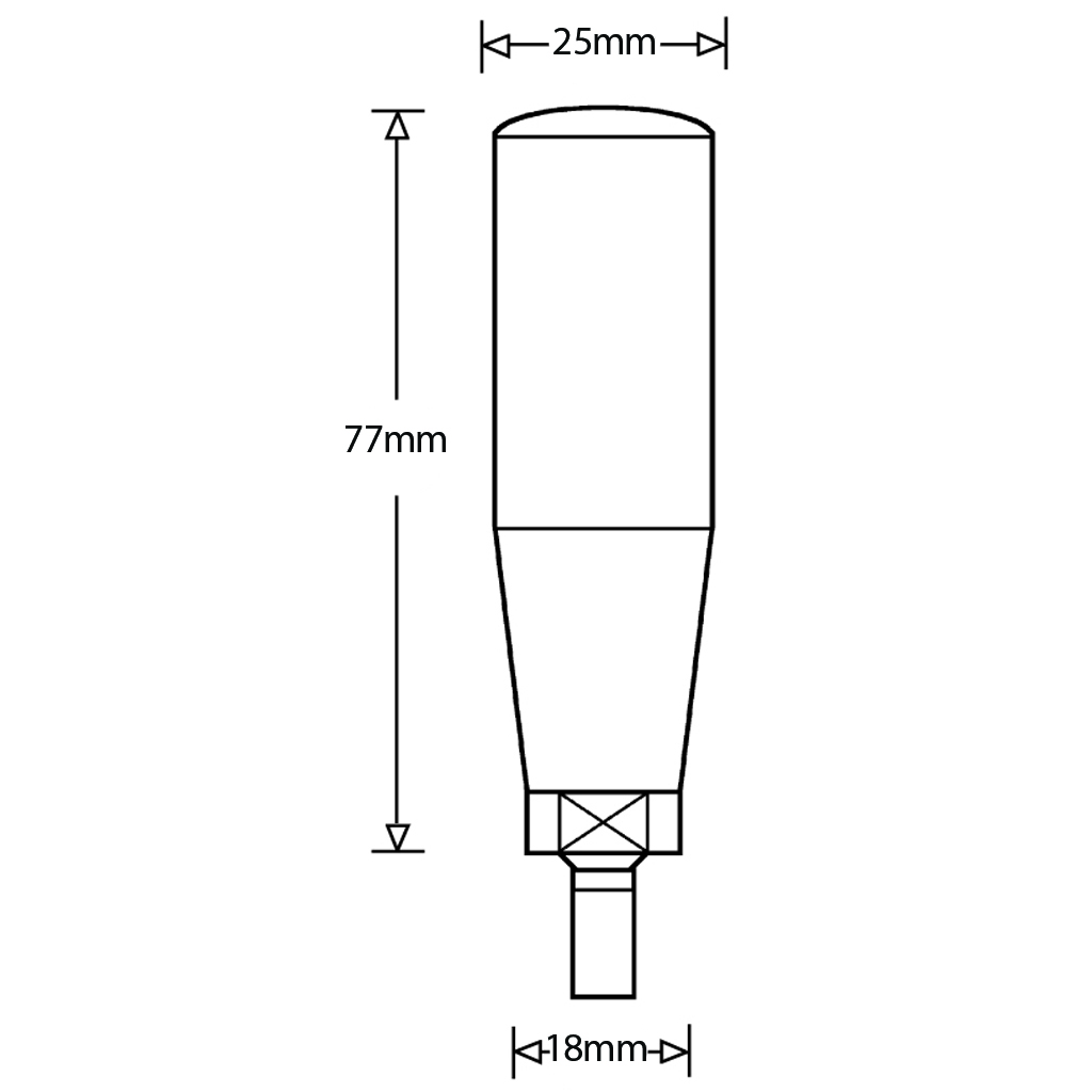 M8x15 Nylon fixed revolving handle - Drawing with Dimensions