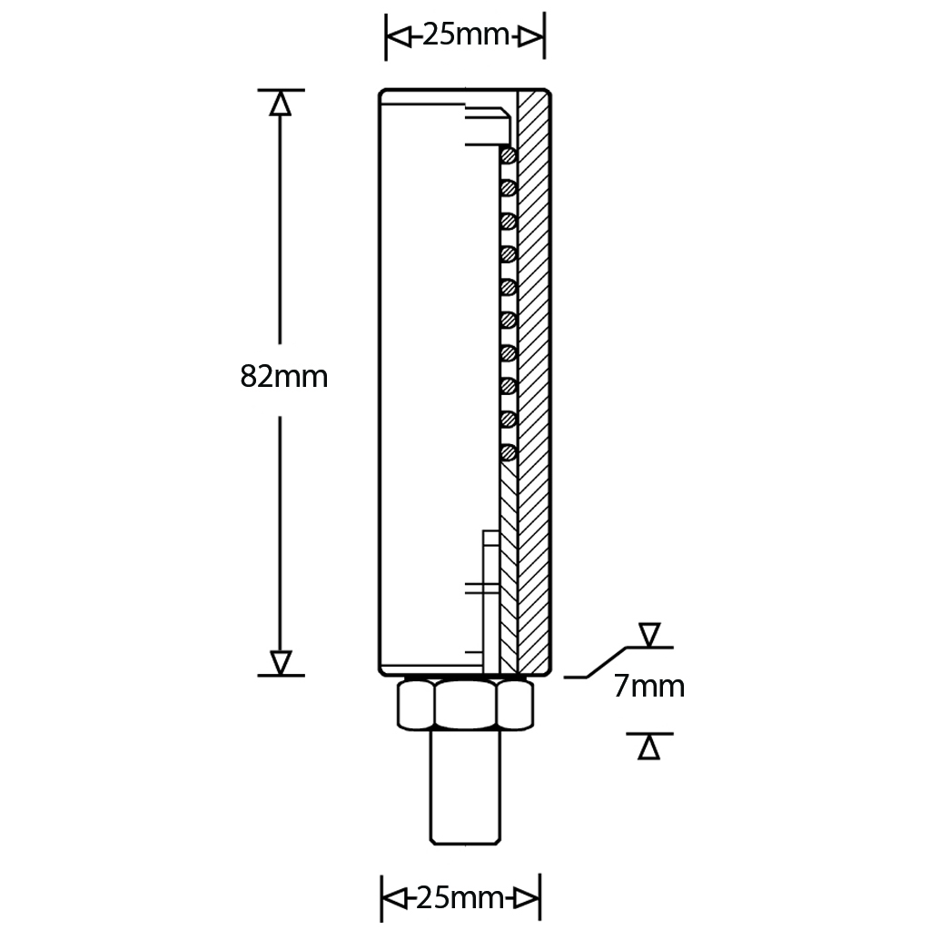 M10x15 Nylon Revolving and folding handle - Drawing with Dimensions