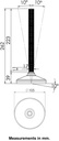 M20x230 Stainless levelling foot 105mm stainless base with anti-vibration rubber pad 2200kg AISI 304/A2 - Dimensions