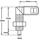 M20 Blackened steel Cam plunger (10mm plunger diameter) - Dimensions