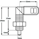 M20 stainless steel Cam plunger (10mm plunger diameter) - Dimensions