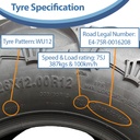 26x12.00R12 6ply OBOR Cornelius tyre specification