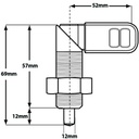 M20 stainless steel Cam plunger (12mm plunger diameter) - Drawing with Dimensions