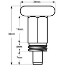 M12 Zinc plated Index plunger (7mm plunger diameter) - Drawing with Dimensions