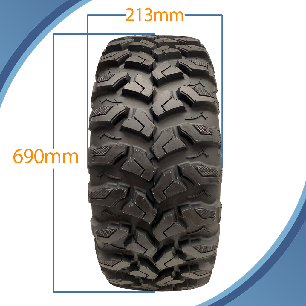 27x9.00R14 8ply OBOR Outslope tyre pattern with dimensions