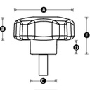 M6x20 Thermoplastic lobe knob (Zinc thread)