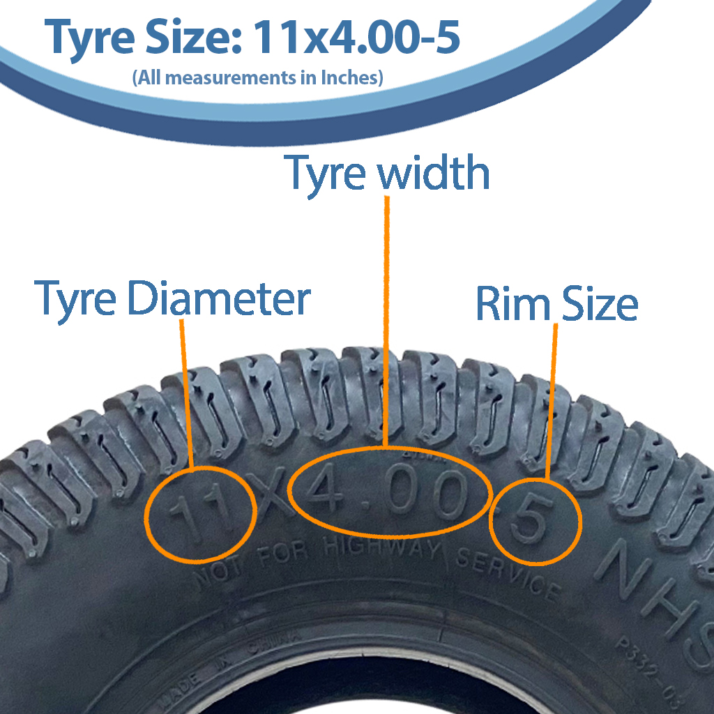 11x4.00-5 4pr Wanda P332 Grass tyre size with text