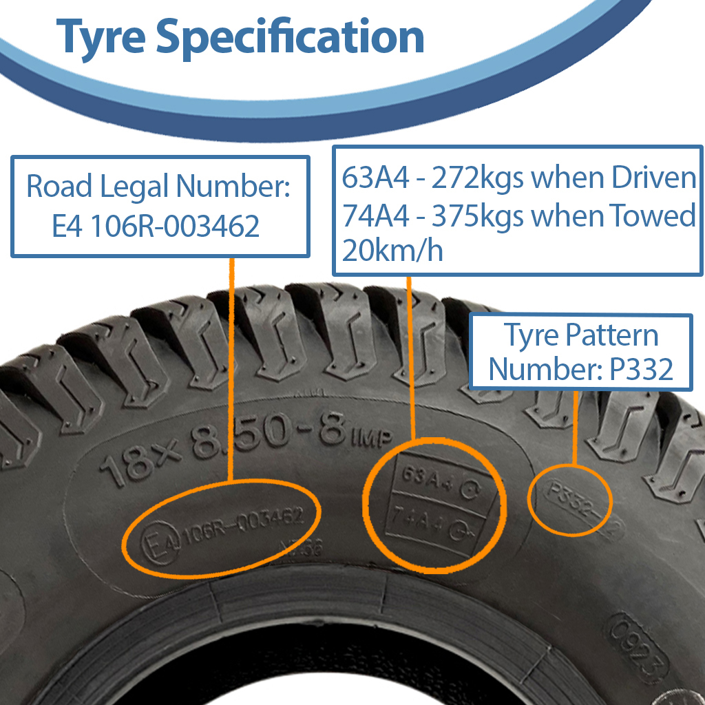 18x8.50-8 4pr Wanda P332 grass tyre specification