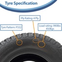 18x10.50-10 4pr Wanda P332 grass tyre specification