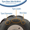 20x10.00-8 4pr Wanda P328 Open-Centre tyre size with text