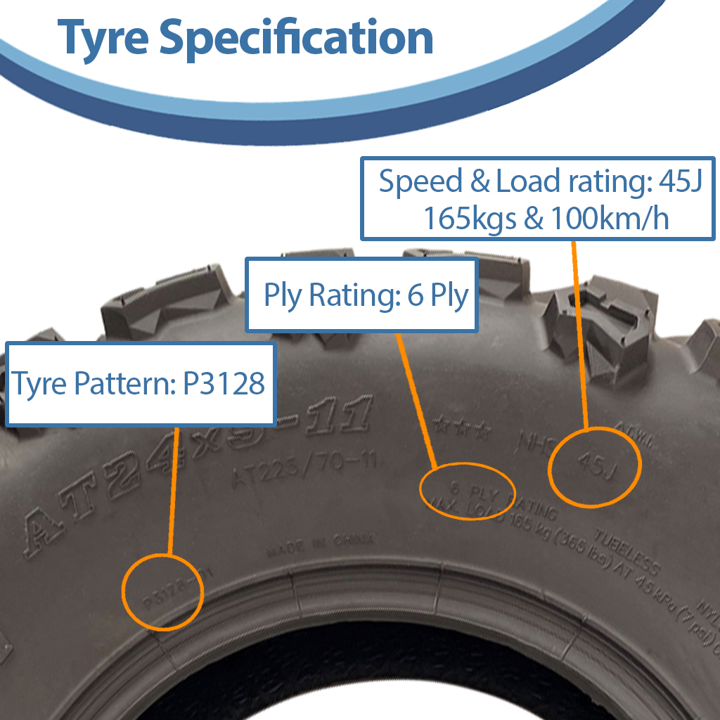 24x9.00-11 6pr Wanda Longhorn P3128 ATV tyre specification