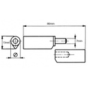 80mm Steel drop profile weldable hinge, fixed pin - Drawing with Dimensions