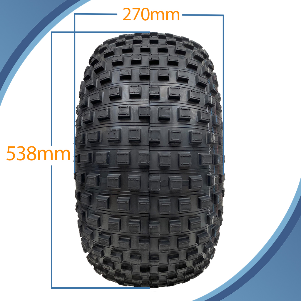 22x11.00-8 4pr Wanda P323 Knobby tyre E-marked TL 43J on silver steel rim 4/100/60, 155kg load capacity pattern with dimensions