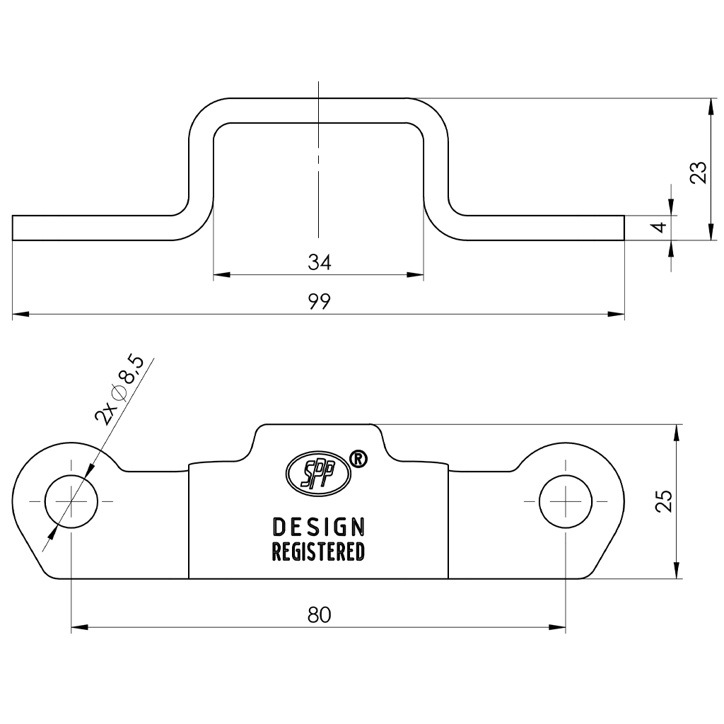 SPP Bar For Boards Latch Z-09A Drawing with dimensions