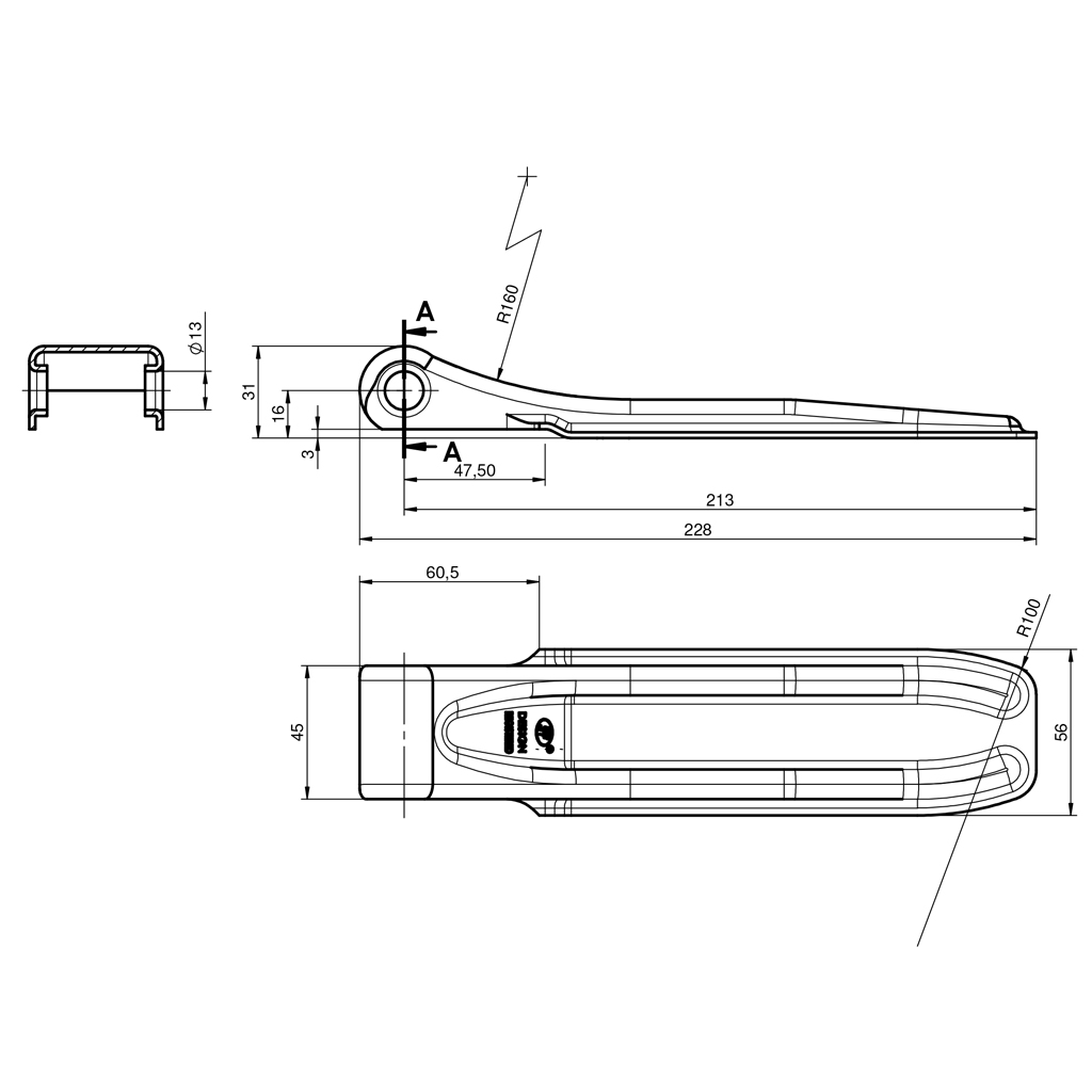 SPP Boards Hinge ZW-01.220A Drawing with dimensions