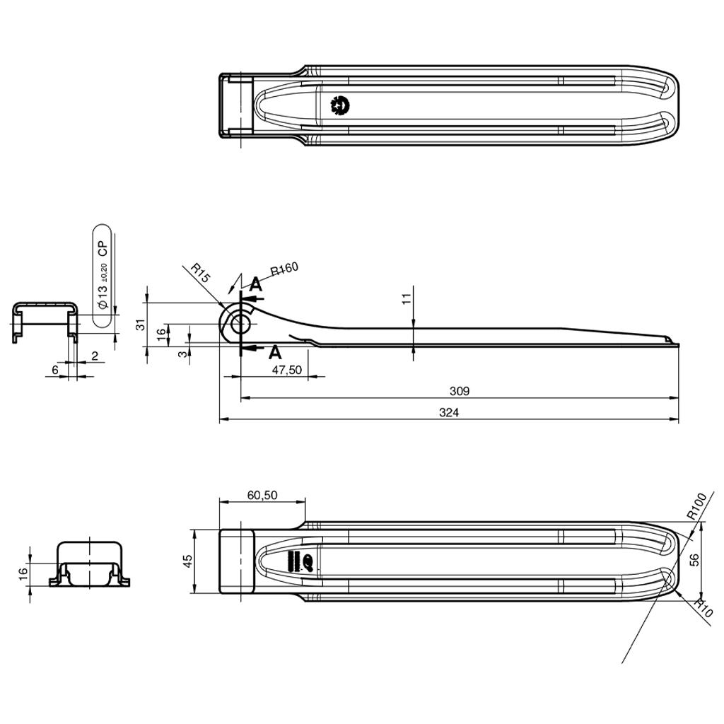 SPP Boards Hinges ZW-01.320A Drawing with dimensions