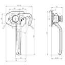 SPP Trailer Boards Latch ZB-16-03 drawing with dimensions