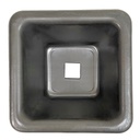 Pallet foot 127mm square x 54mm high x 2.3mm thickness, 2190kg load capacity - under side view
