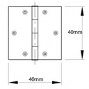 40x40mm Square hinge zinc plated drawing with Dimensions