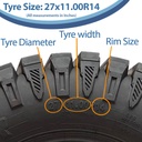 27x11.00R14 8ply OBOR Predator tyre size with text