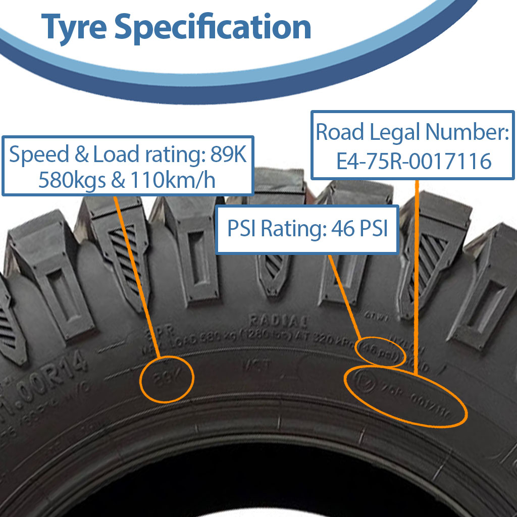 27x11.00R14 8ply OBOR Predator tyre specification