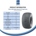 22x11.00-8 4pr Wanda P323 Knobby tyre spec sheet