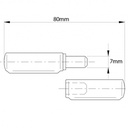 80x12mm Ø Drop profile stainless steel hinge Drawing with Dimensions