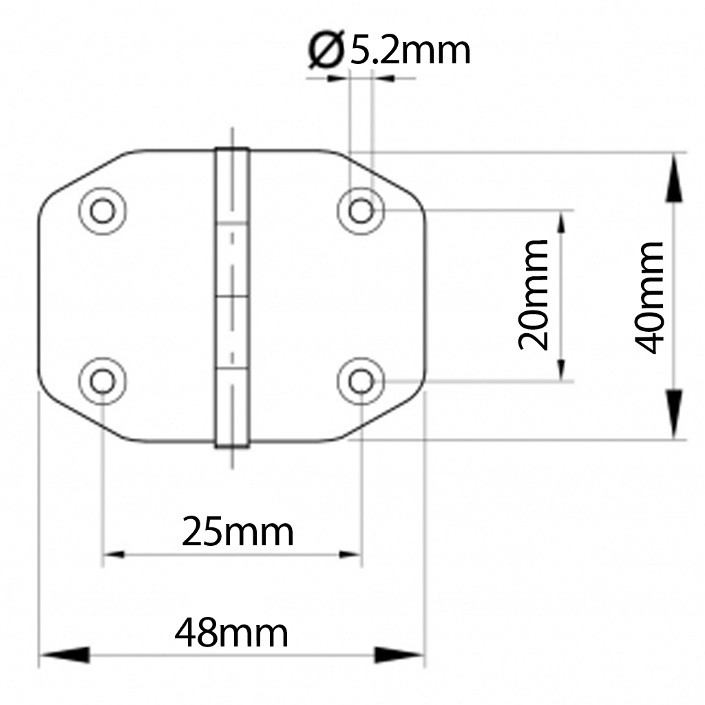 40x42mm Hinge stainless steel 304 Drawing with Dimensions