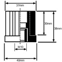 Threaded insert 40x40 M10 1.5mm 500kg - Dimensions