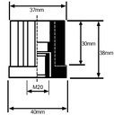 Threaded insert 40x40 M20 1.5mm 500kg - Dimensions